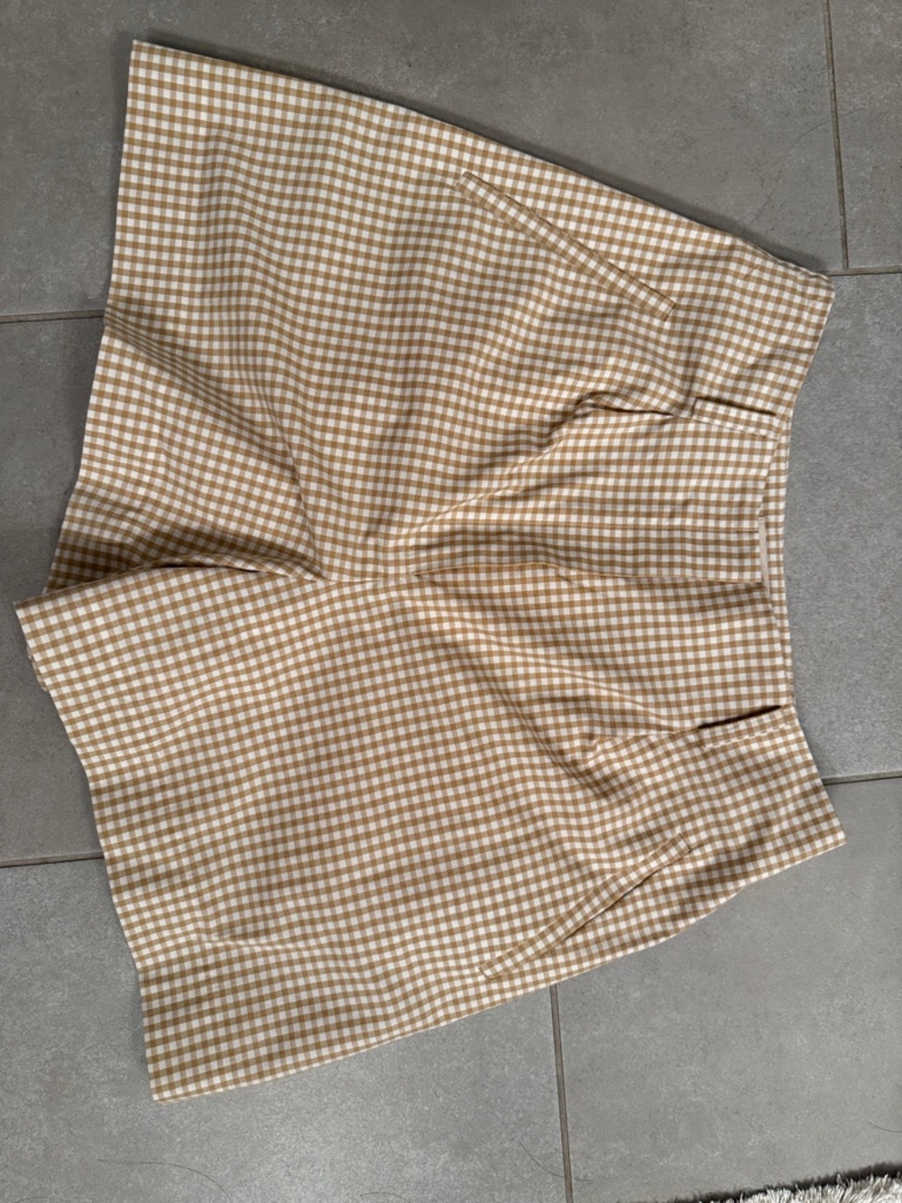 Sezane High-Waist Gingham. ‘Short Edward Vichy beige ecru’ size 36 us 4
